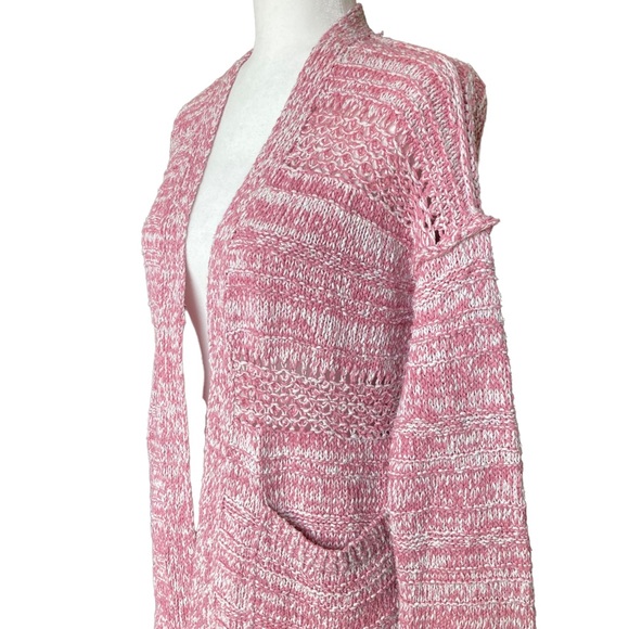 Abercrombie & Fitch Women’s Barbie pink white open front cable knit sweater XS - Picture 3 of 12